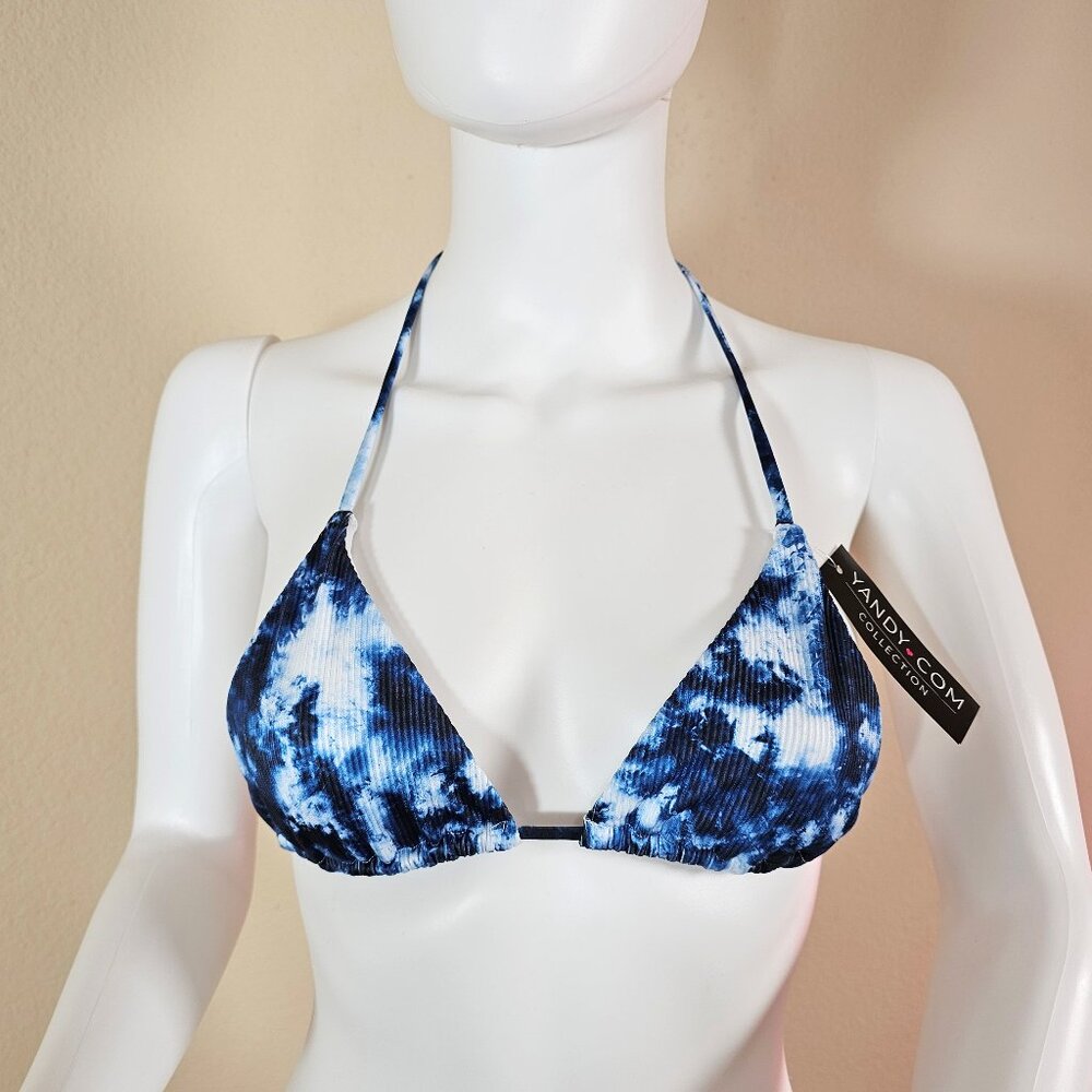 NWT Yandy Swim Tie Dye Blue Multicolor Triangle Bikini Top Size S